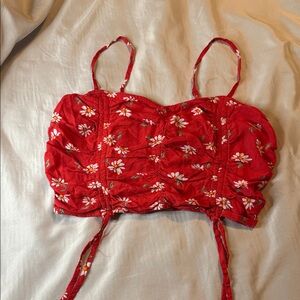 Hollister Red Floral Crop Top